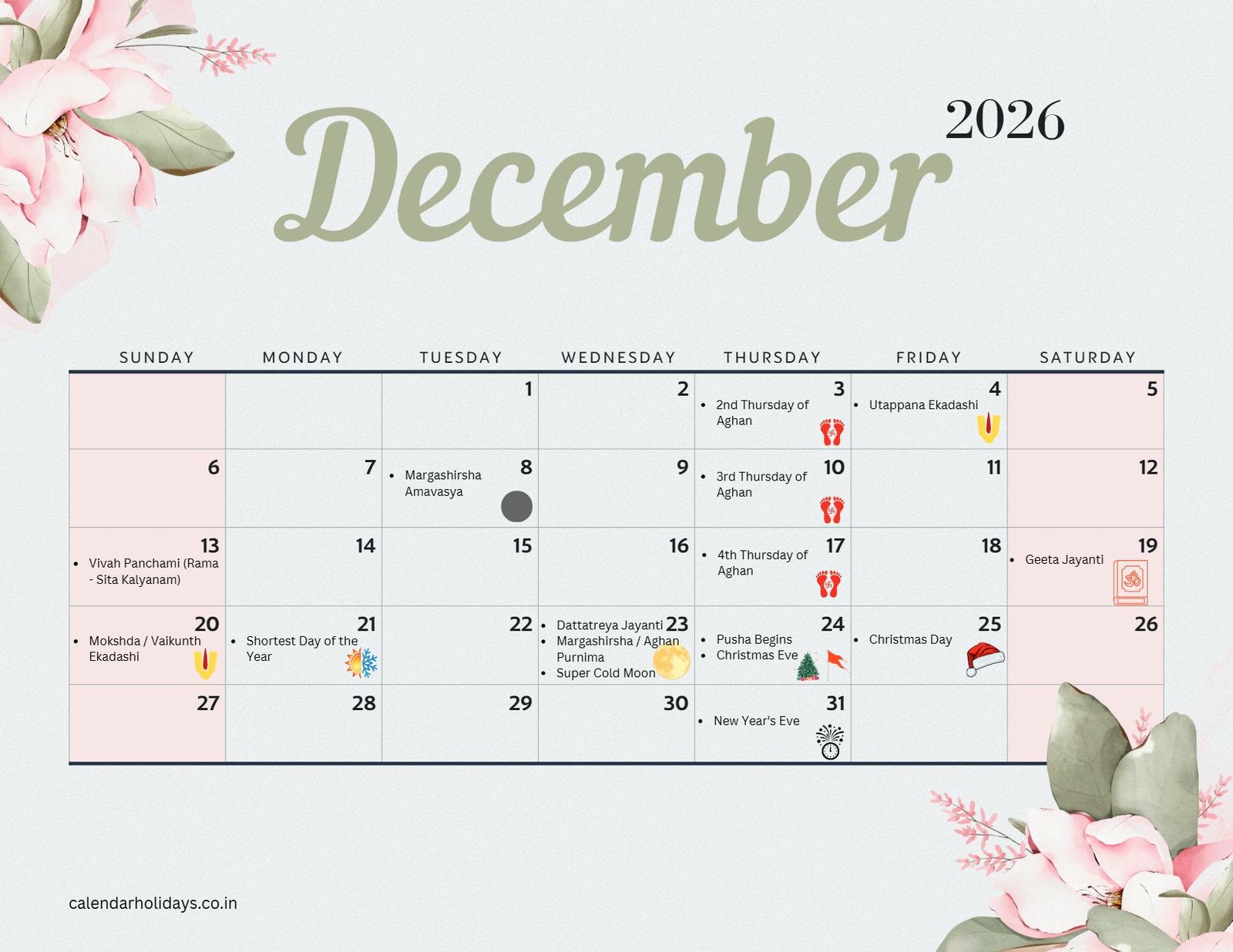 December 2026 Hindu Calendar 