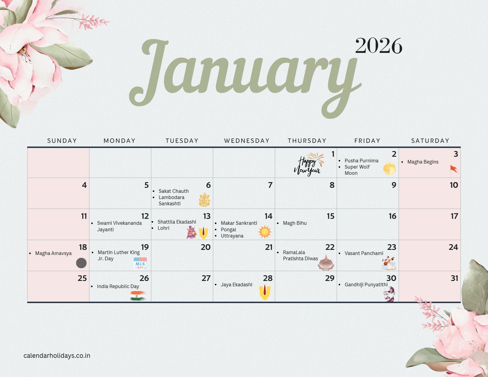January 2026 Hindu Calendar