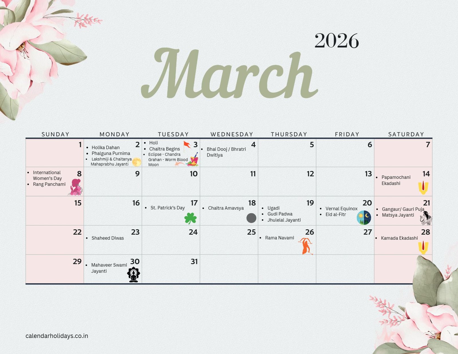 March 2026 Hindu Calendar
