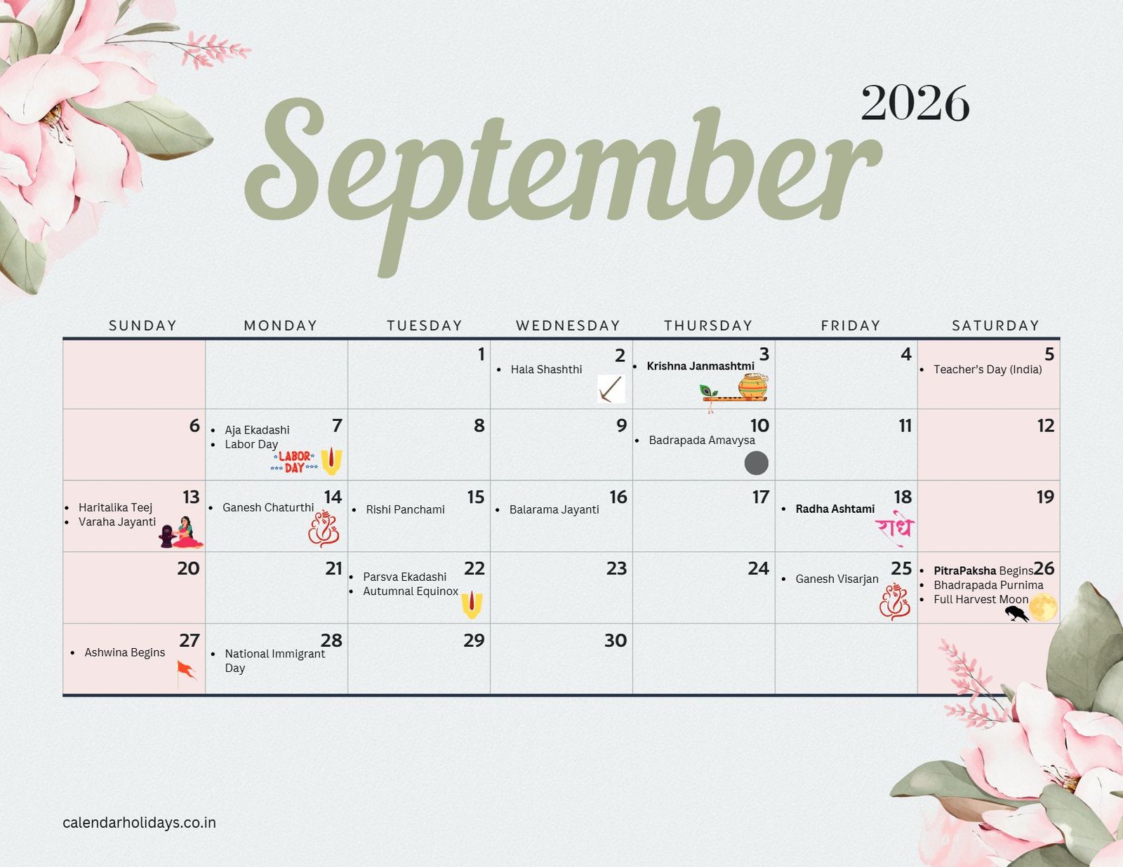 September 2026 Hindu Calendar