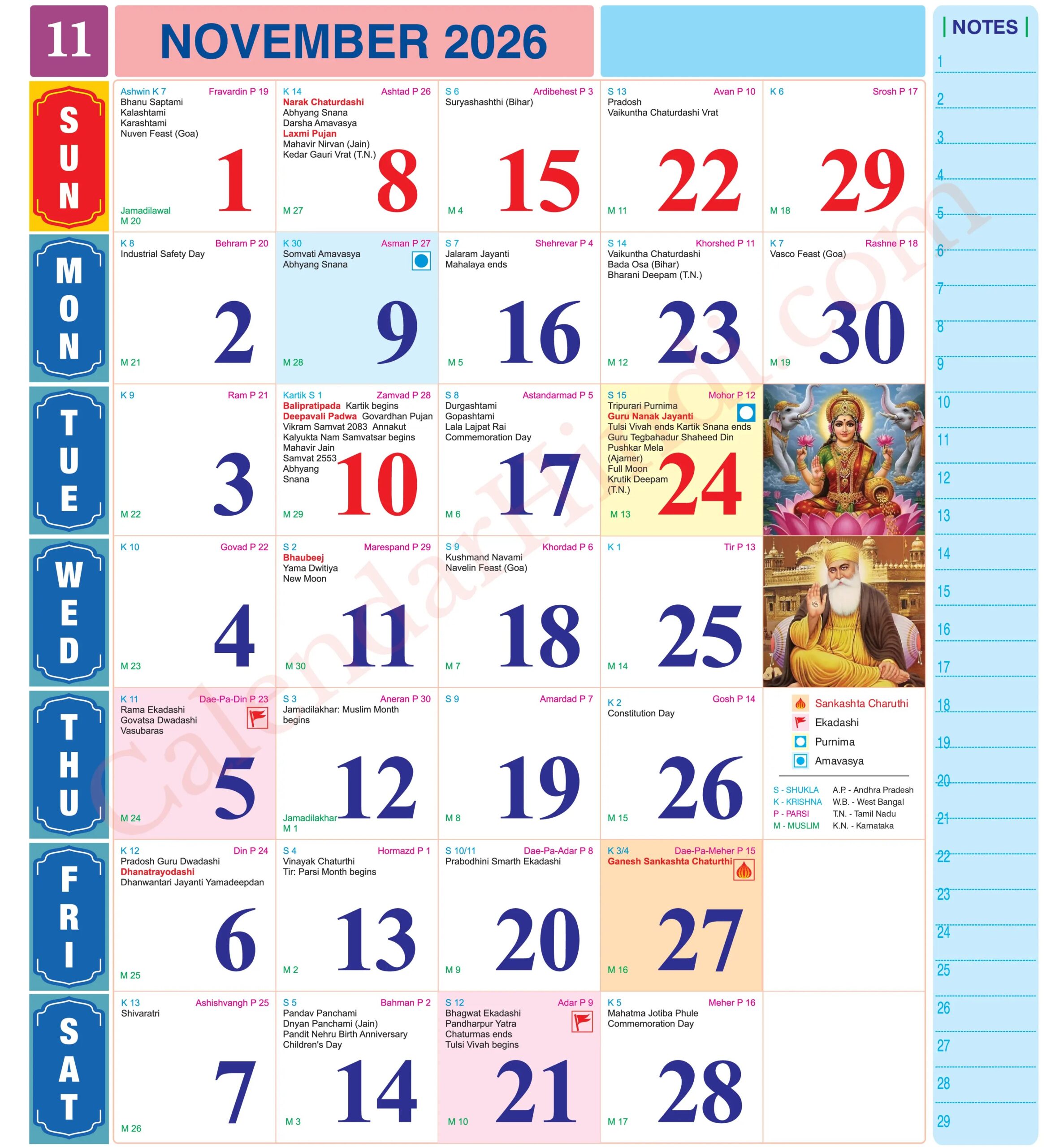english calendar 2026 November November Hindu Calendar 2026 English