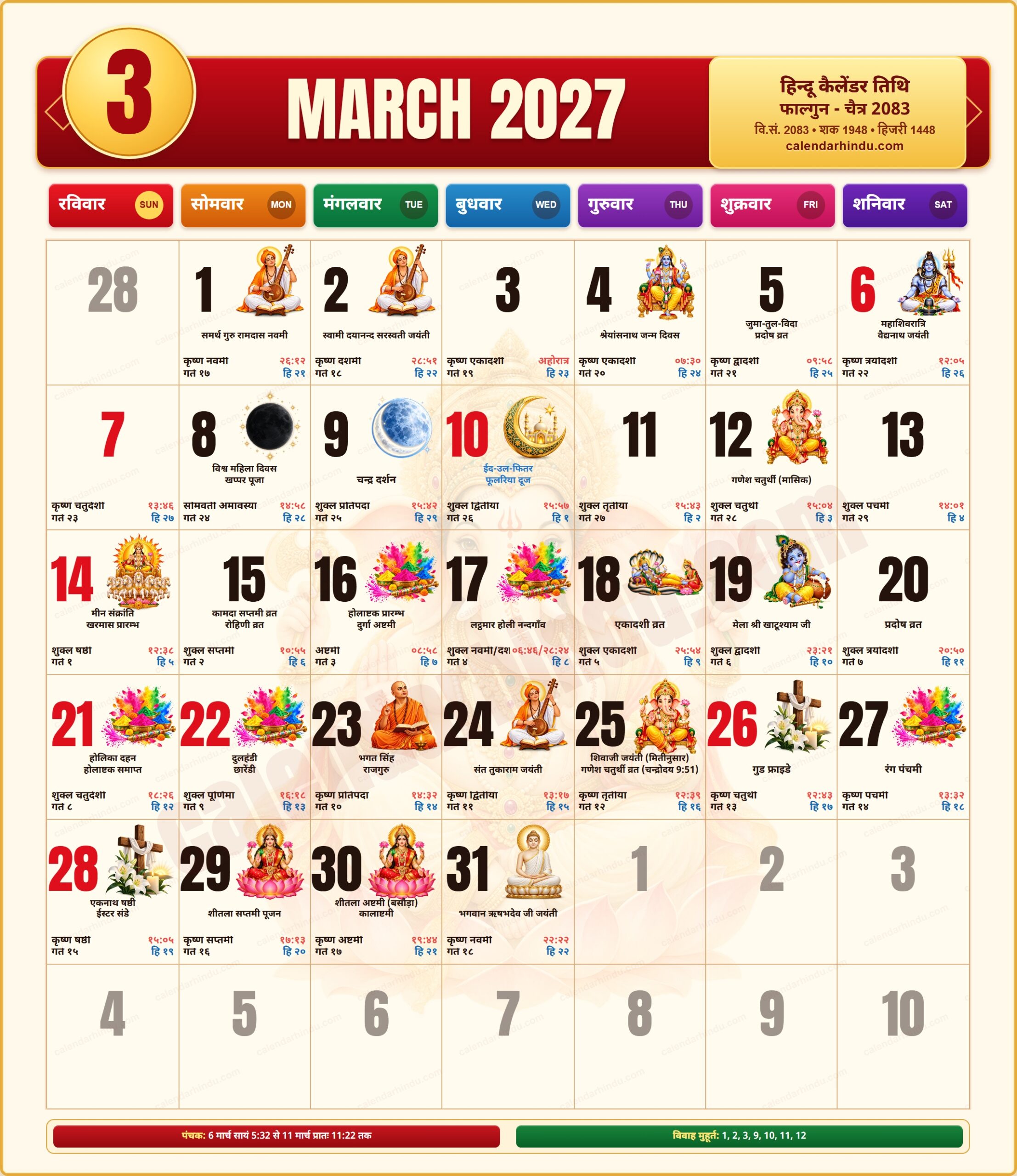 hindu calendar 2027 march March 2027 Hindu Calendar